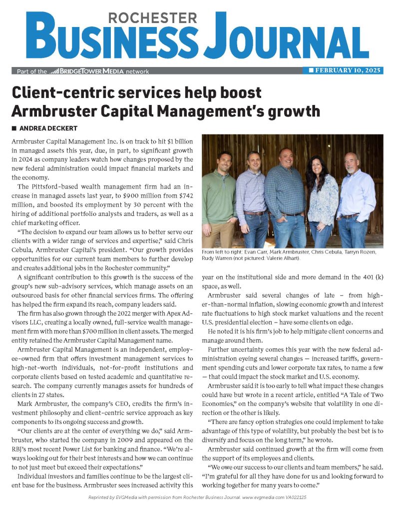 Client centric services help boost Armbruster Capital Managements growth