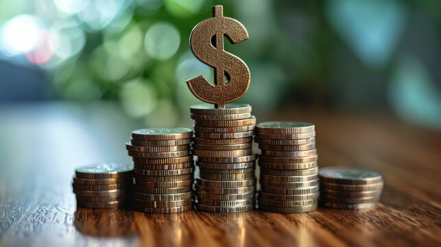 stack of coins with a dollar sign financial growth and investment) 934893350